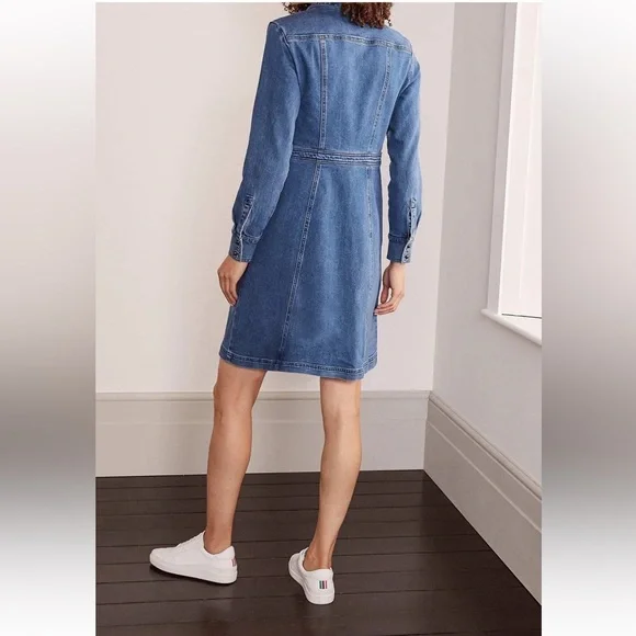 Boden Blue Long Sleeve Denim Dress - Picture 3 of 4